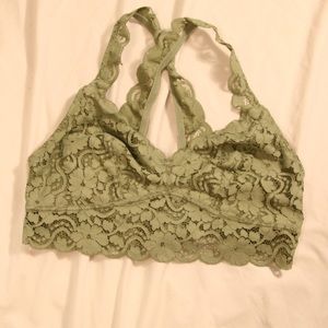 Army green bralette with criss cross back